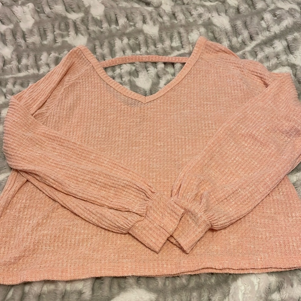 Coral Waffle Top